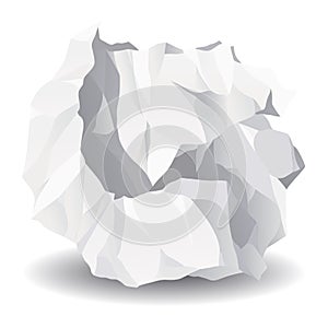 Crumpled paper ball icon. Realistic garbage, bad idea symbol, crushed piece of paper. Throw rumple grunge sheet. Mistake photo