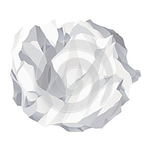 Crumpled paper ball icon. Realistic garbage, bad idea symbol, crushed piece of paper. Throw rumple grunge sheet. Mistake photo