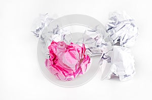 Crumpled Paper ball on white background