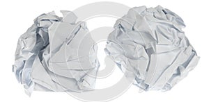 Crumpled paper boll isolated on white background clipping path. Screwed up piece of paper