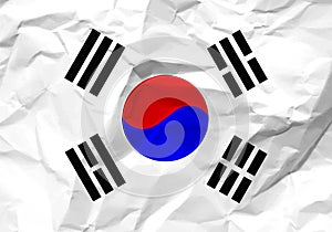 Crumpled paper South Korea flag