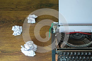 Crumpled paper and typewriter