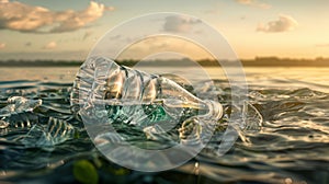 The Plastic Bottle in Ocean.AI generated image