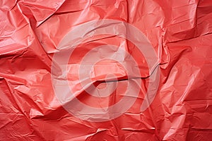 Crumpled red plastic texture background