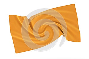 Crumpled Shiny Smooth Twisted Spiral Swirl Orange Silk Fabric. 3d Rendering