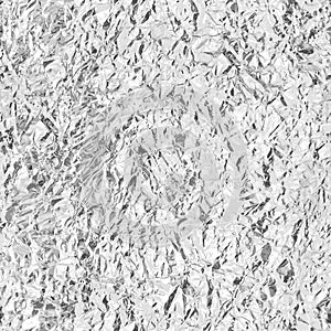 Crumpled silver foil. Seamless texture. Vector photo