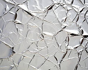 Crumpled silver foil texture background