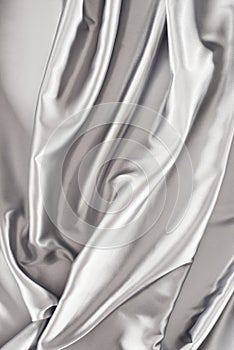 crumpled silver satin fabric