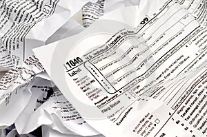 Crumpled W-9 income tax form