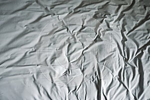 Crumpled white bed linen in hotel, Sao Paulo