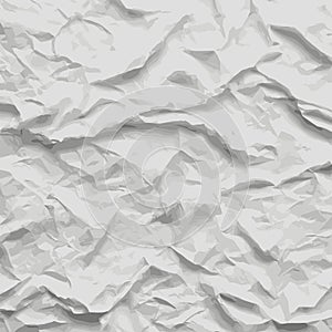 Crumpled white paper vector art background banner