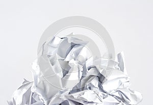 Crumpled white papers isolated on white