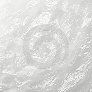 Crumpled white plastic sheet background isolated on white background
