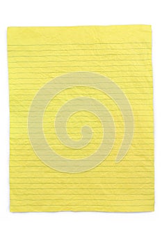 Crumpled yellow lined paper