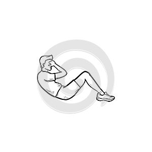 Crunches sport exercise hand drawn outline doodle icon.