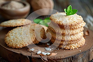 Crunchy Alfajores coconut cookies. Generate ai