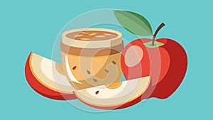 Crunchy apple slices served with a dollop of creamy almond butter for dipping.. Vector illustration. photo