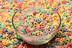 Bright colorful breakfast cereal in bowl