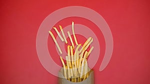Crunchy french fries on bright background, fast food restaurant, delicious snack