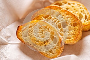 Crunchy fresh ciabatta bread in a basket
