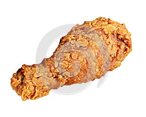 Crunchy Fried Chicken Drumstick Isolated on Transparent Background, PNG File