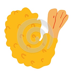 Crunchy fried shrimp vector illustration, crispy fried prawns icon, isolated on white background