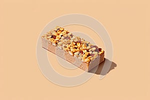 Crunchy Granola Bar on a Solid Background. Generative ai