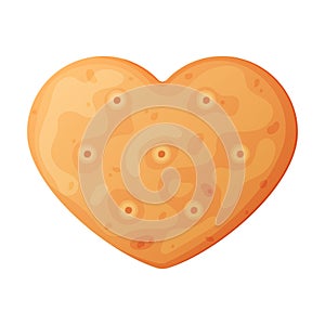 Crunchy Heart Cracker Cookie as Dry Baked Flour Biscuit Vector Illustration