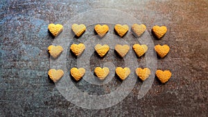 Crunchy heart shape butter cookies