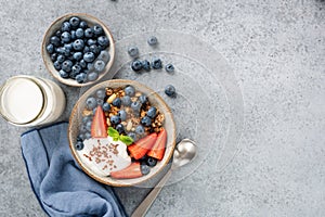 Crunchy oat granola with berries and greek yogurt