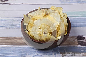 Crunchy poptato chips or snacks