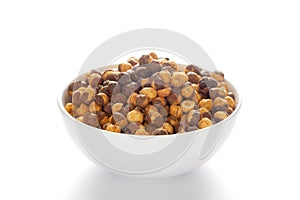 Crunchy Roasted Chana Masala in a white ceramic bowl