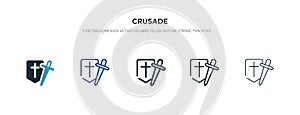 Crusade icon in different style vector illustration. two colored and black crusade vector icons designed in filled, outline, line