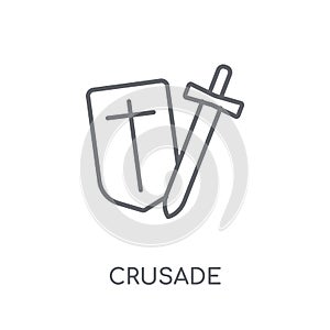 Crusade linear icon. Modern outline Crusade logo concept on whit