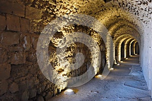 Crusader castle ruins underground, Al-Karak, Jordan