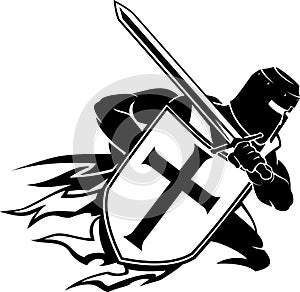 Crusader Christian Medieval Warrior Charging Attack
