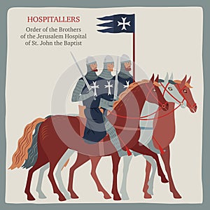 Crusaders Hospitallers. Three knight riders