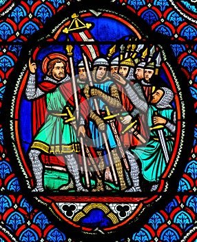 Crusaders - Stained Glass in Cathedral of Tours, France