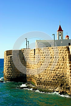 Crusaders wall in Acre photo