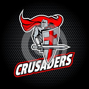 Crusaders word with proud Knight, for team or T-shirt logo photo