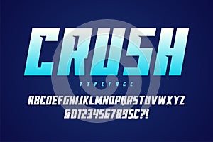 Crush display font design, alphabet, typeface, letters