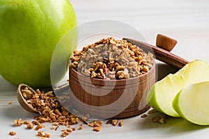 Crushed apple fiber, green apple, super food dry Apple powder. dietary product