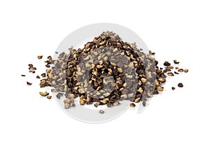 Crushed black pepper on whited background