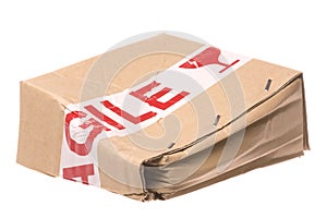 Crushed Box with Fragile Tape