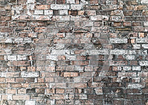 Crushed bricks on a street wall.