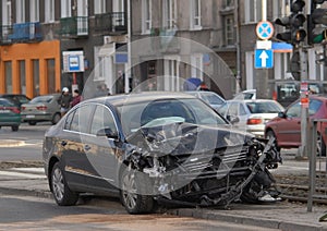 Crushed car