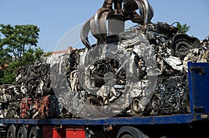 Crushed cars transportation