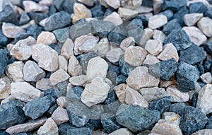 Crushed decorative garden pebbles with the mix of blue and gray