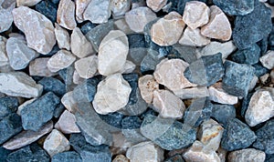 Crushed decorative garden pebbles with the mix of blue and gray