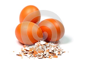 Crushed eggshells in close-up